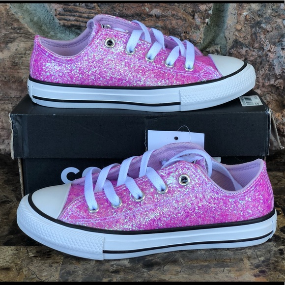 NEW Converse Little Girls All Star Glitter sneaker - Picture 2 of 16